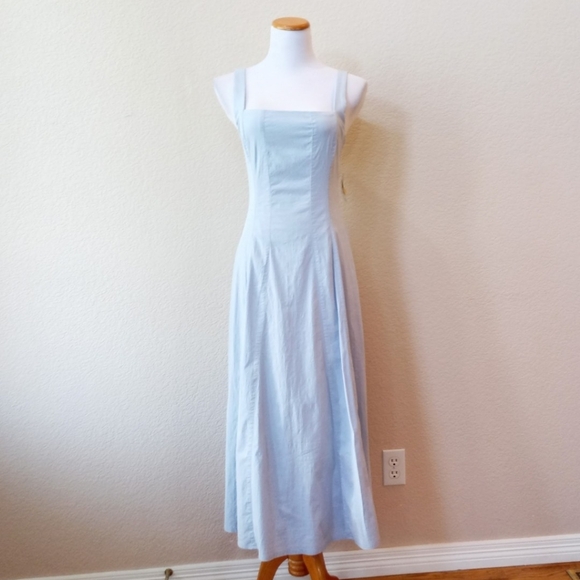 Abercrombie & Fitch blue square neckline midi dress - Picture 4 of 9